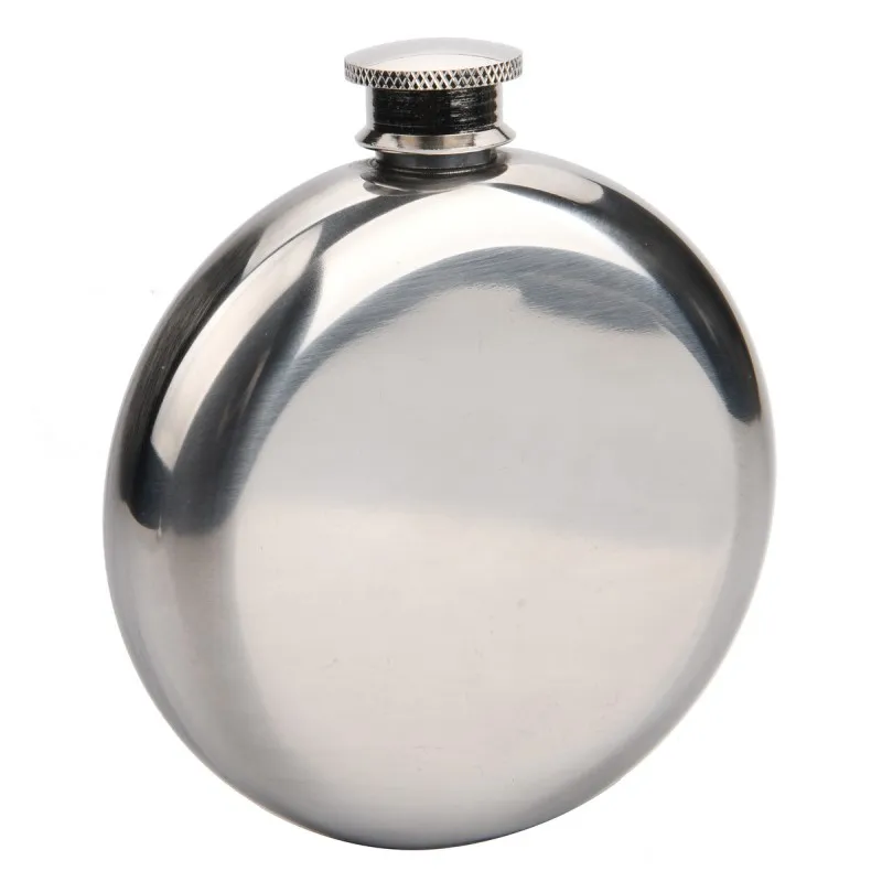 Flacon de hanche rond en acier inoxydable de 5 oz Whisky liqueur bouteille de vin conteneurs de poche flacons de Flagon russes pour voyage en plein air