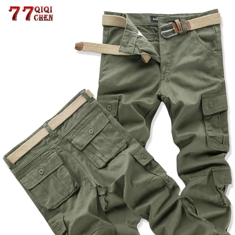 Men's Camouflage Cargo Pants Casual Cotton Multi Pockets Military Tactical Streetwear Overalls Work Combat Long Trousers