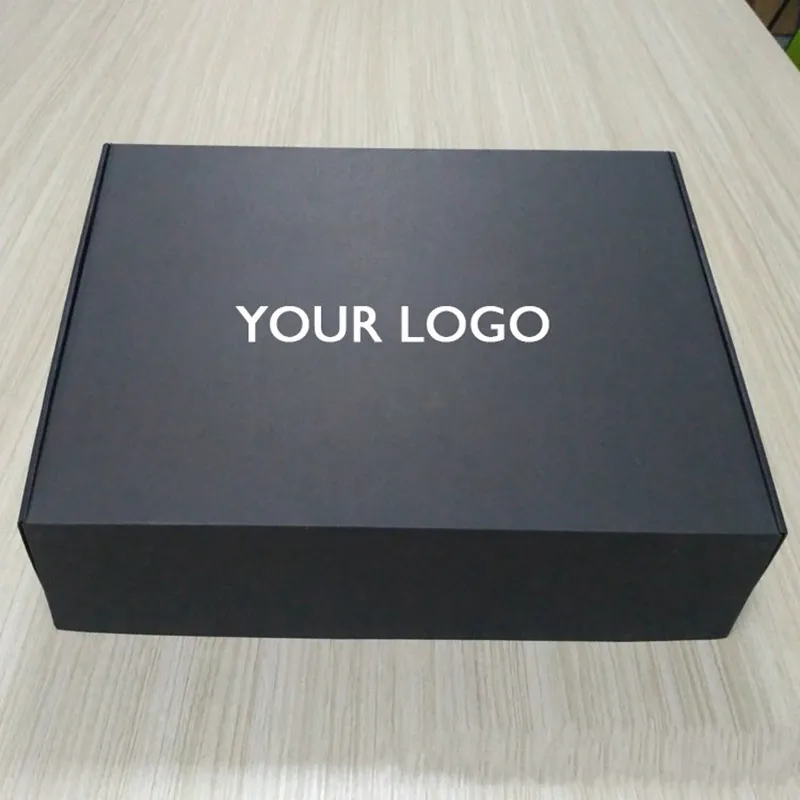 100PCS/lot Custom Black Corrugated shipping boxes Packaging box with mailer box packaging Clothing hair wigs gift box 210325