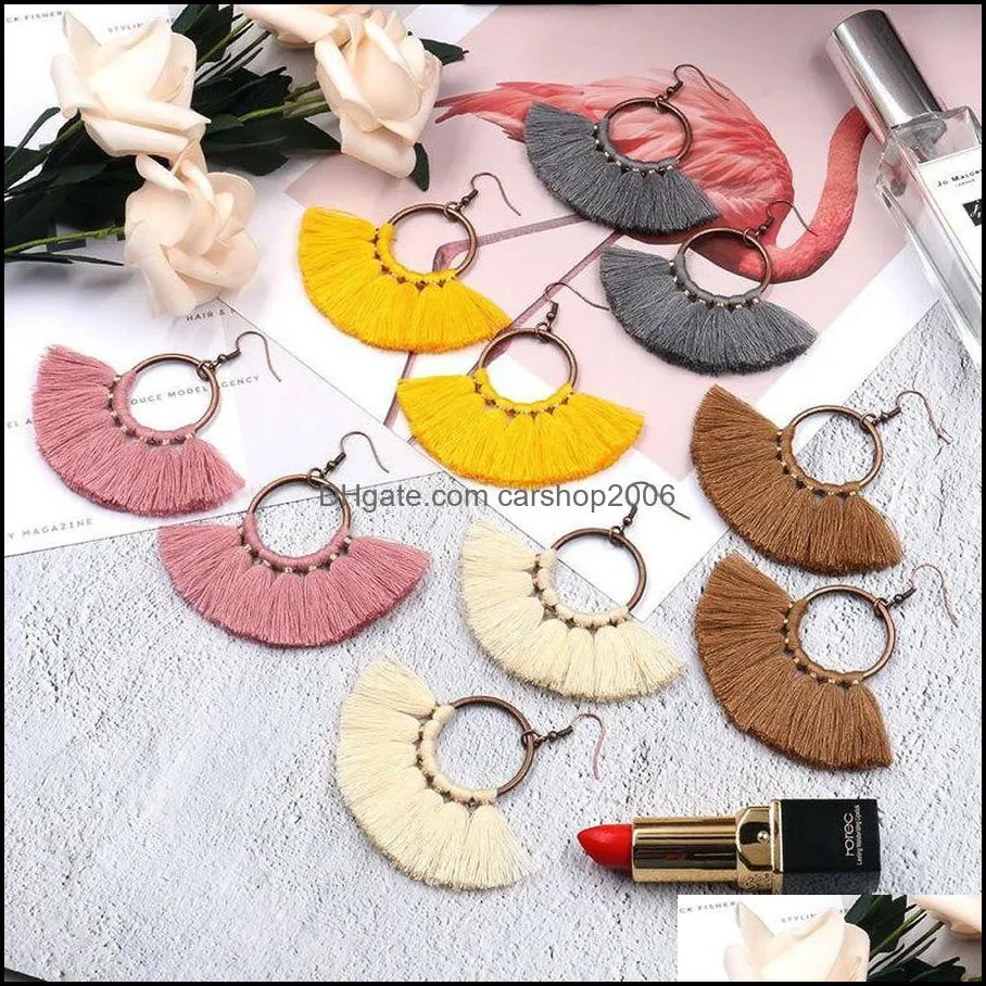 Dangle & Chandelier Earrings Jewelry 2021 Womens Fashion Bohemian Long Tassel Fringe Hook Earring Eardrop Ethnic Gift Drop Delivery Jiq5L