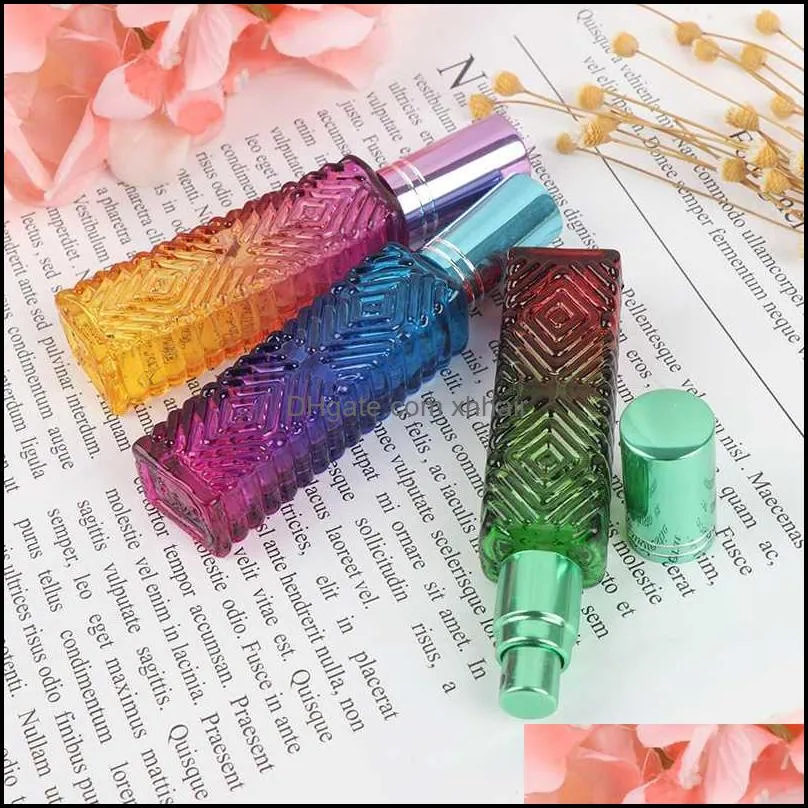 New 15ml Mini Fragrance Refillable Glass Vials Cosmetic Packaging Spray Bottle Colorful Square Glass Empty Perfume Bottle1