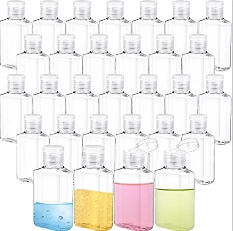 30 ml 60 ml plastic flessen met flip cap duidelijke hervulbare lege flessencontainers voor hand sanitizer shampoo vloeistof