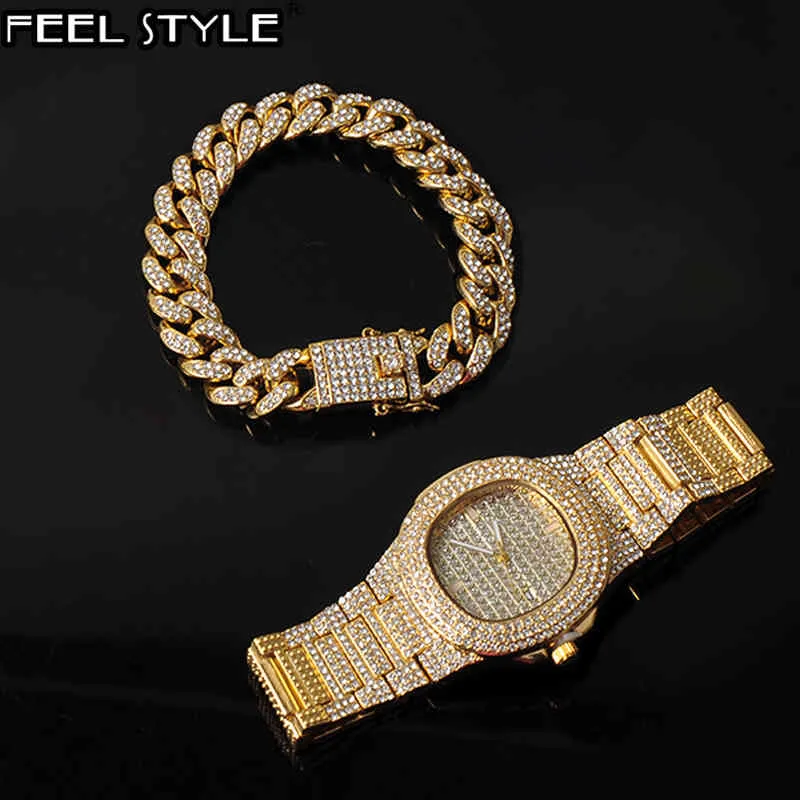 Relojes de pulsera de cuarzo dorados de lujo con pulsera y fecha con Micropave CZ, reloj de acero inoxidable para mujer, joyería
