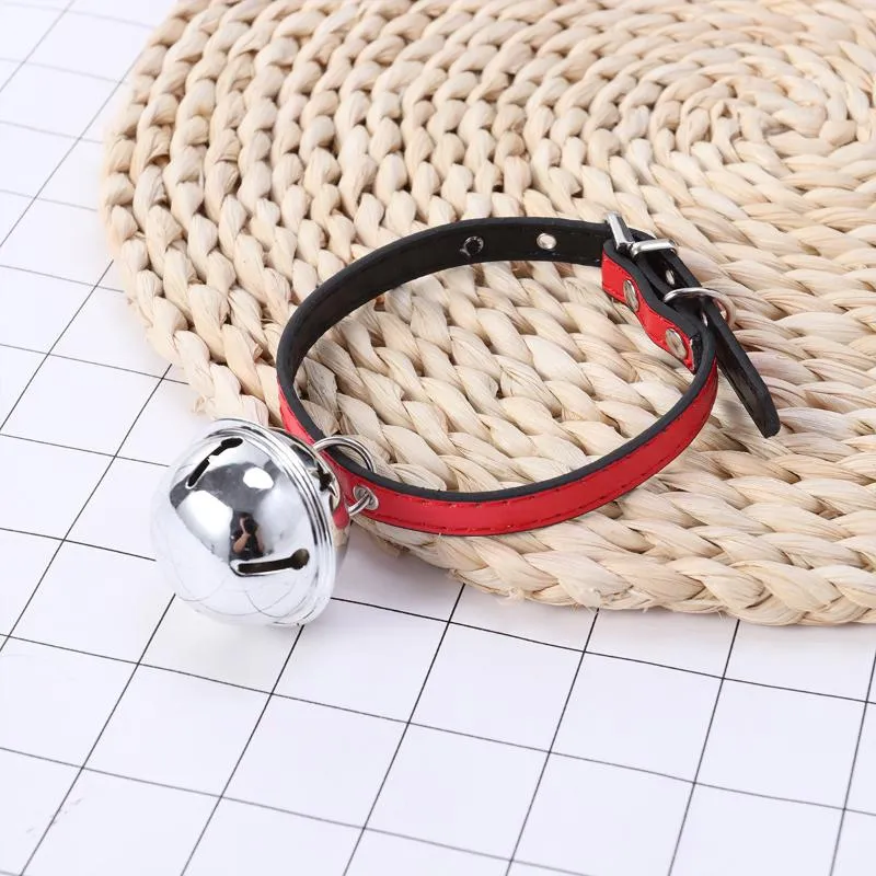 Cat Collars & Leads Adjustable Pet Collar With Small Bell Personalized For Dogs Puppy (Red)