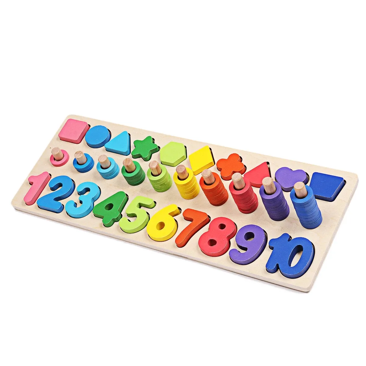 Educational Counting Geometry Wooden Toys 3 In 1 Board Math