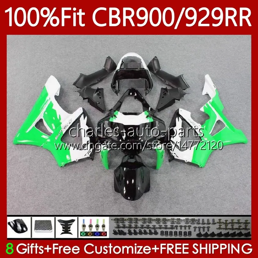 Korpus formy wtryskowej dla Honda 900CC 929CC CBR900 CBR929 RR 00-01 Korpiarki 68NO.67 CBR929RR Green Black CBR 929RR 900RR 900 929 RR CC 00 01 CBR900RR 2000 2001 Owalnia