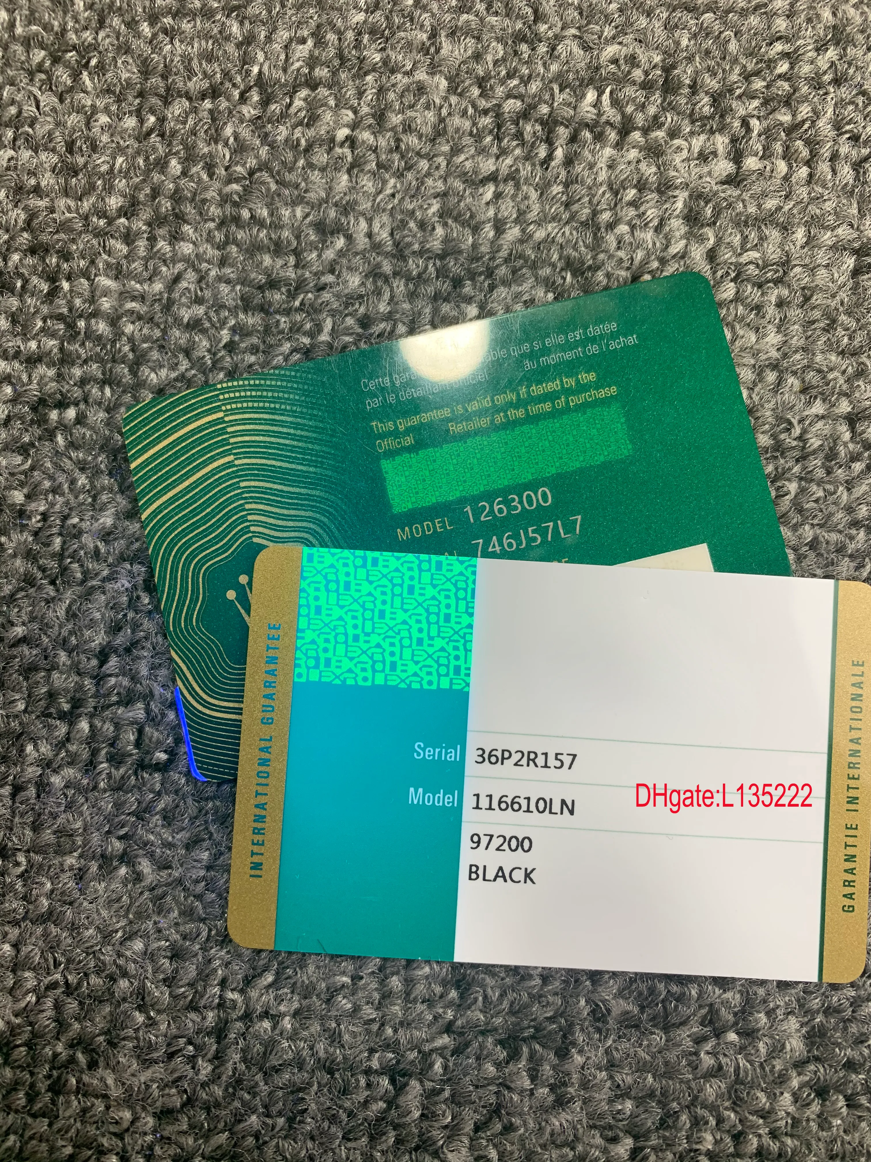Rolex registration card hotsell