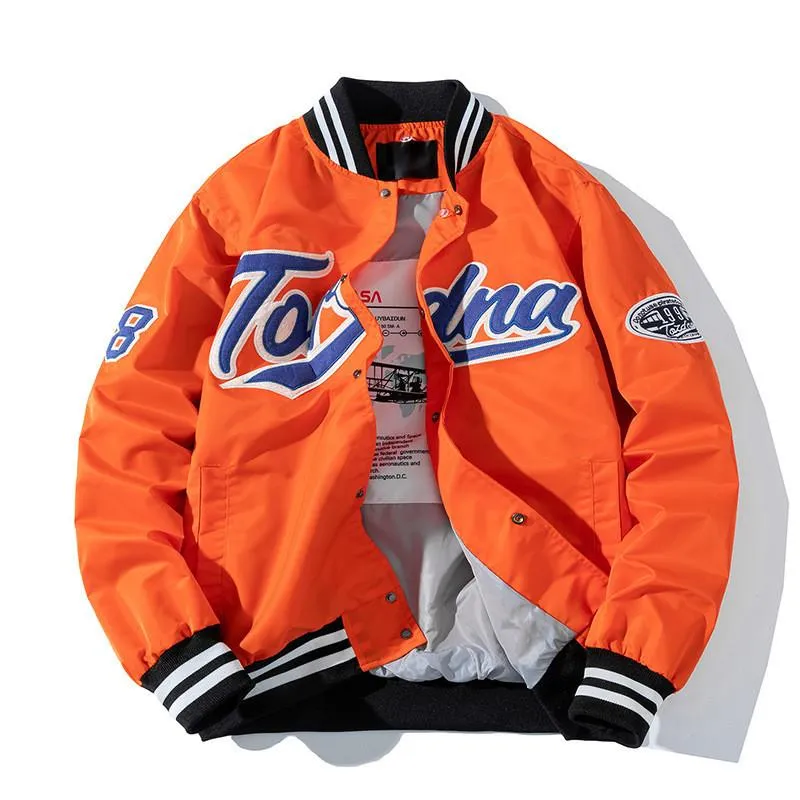 Mäns Vår Hi Street Hip Hop Baseballjacka med broderi Fashion Streetwear Letterman Ytterkläder Jackor