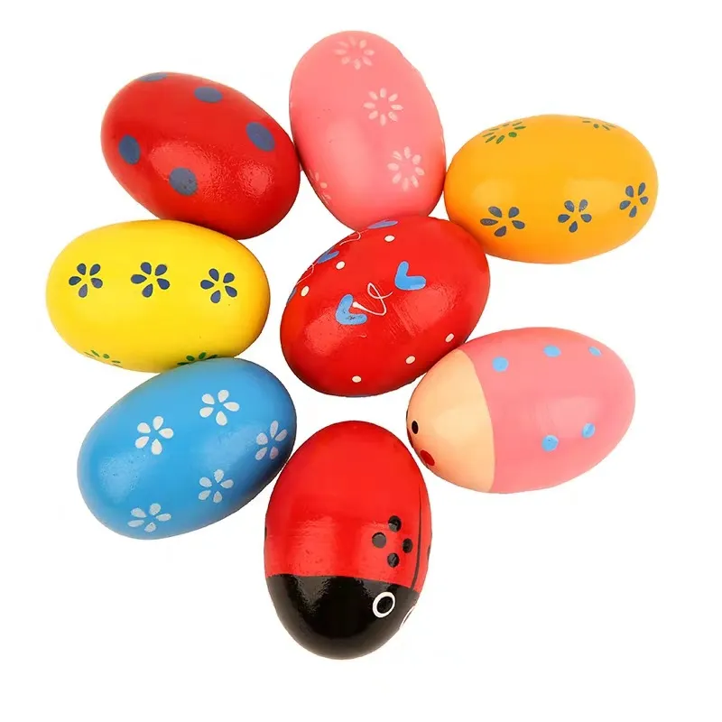 Wooden Egg Sand Music Toy Sand Hammer Early Education Musical Instrument For Children Baby Hand Play Toys