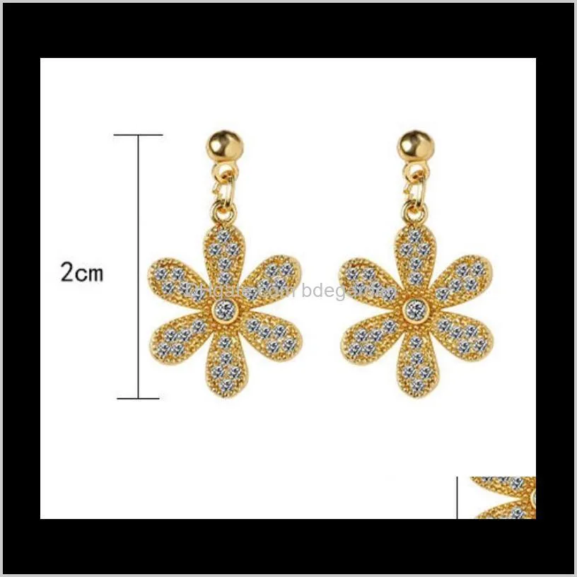 jewelry earrings for women flower simple gold color graceful wholesale hot fashion free of shipping