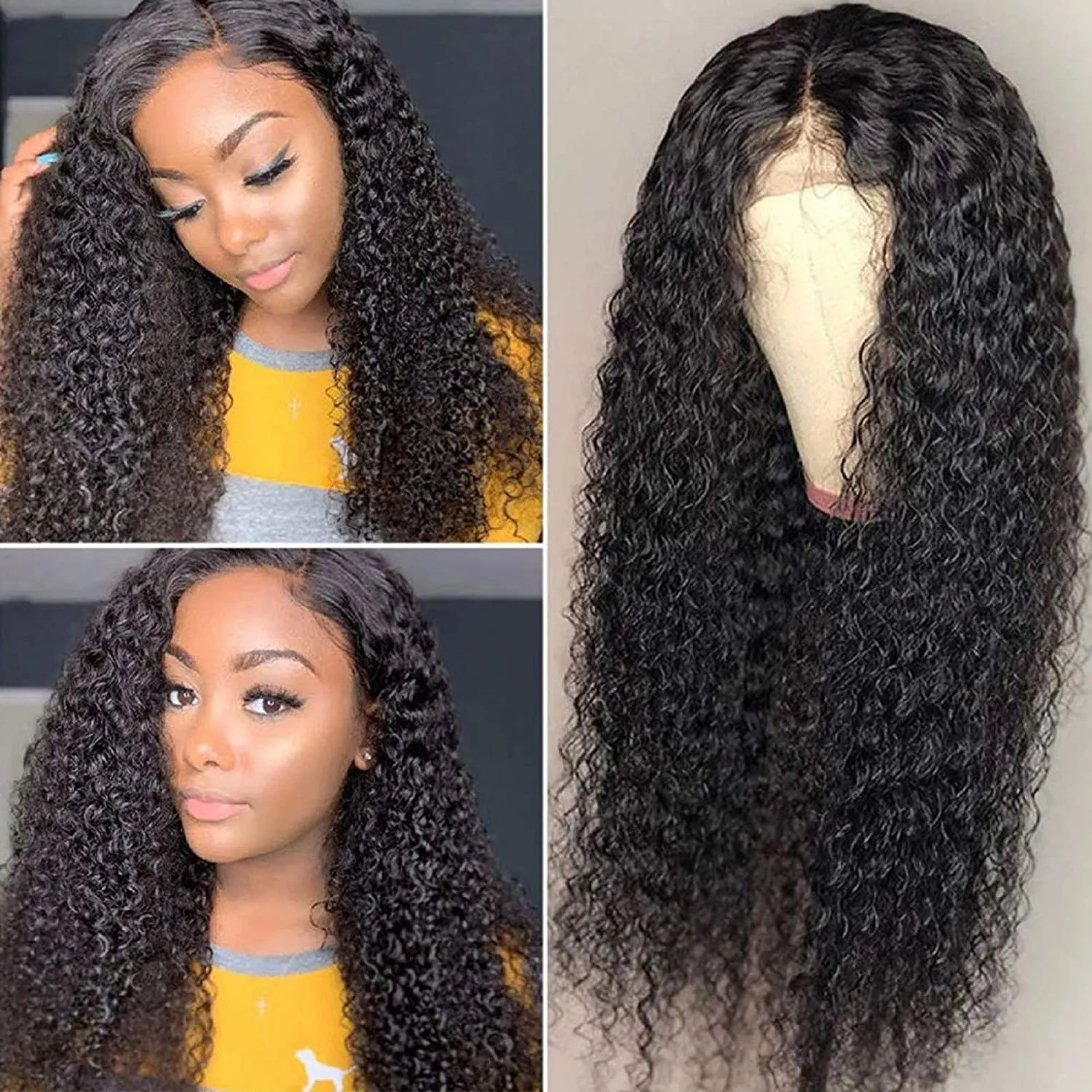 Perruque brésilienne Remy bouclée Jerry, cheveux naturels, Lace Frontal HD Transparent, densité 130, 5x5, avec Closure, pour femmes