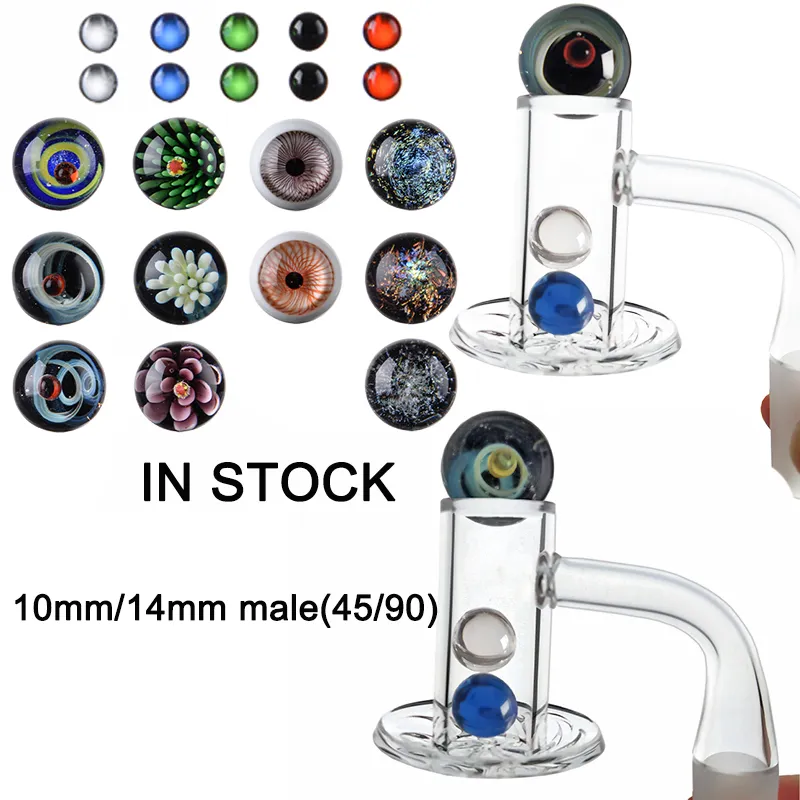 Blender Spin Quartz Banger Nagels Rookaccessoires Afgeschuinde Rand Bangers 10mm 14mm Joint Met Spinner Cap Glas Marmer Ruby Parels BSQB01