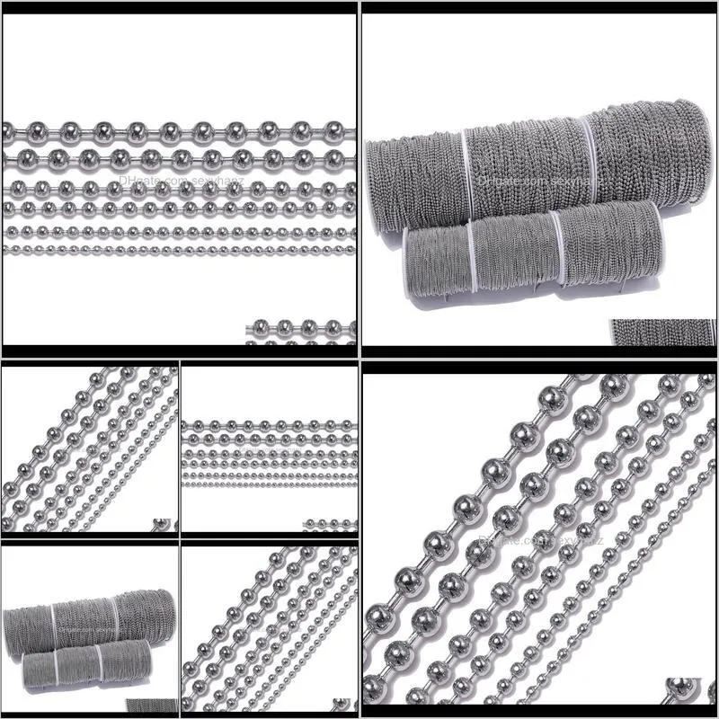 Wholesale 1.2/1.5/2/2.4/3/3.2/4/4.5/5/6mm Stainless Steel Ball Chain Necklace For Pendant or Dog tags Chains jewelry making
