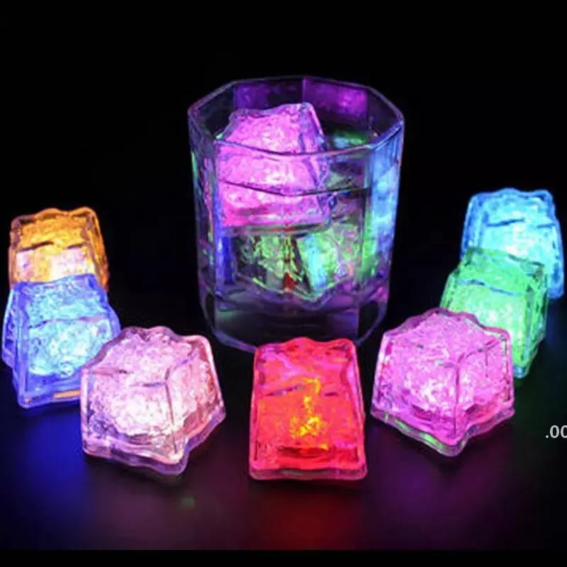 LED Ice Cubes Bar Fast Slow Flash Auto Changing Crystal Cube Water-Actived Light-up 7 Color For Romantic Party Wedding Xmas Gift ZZD8790