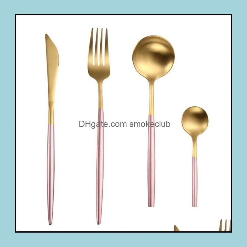 new novely Portuguese tableware stainless steel set golden flat spoons kitchen bar cutlery flatware set top grade wedding fork spoon