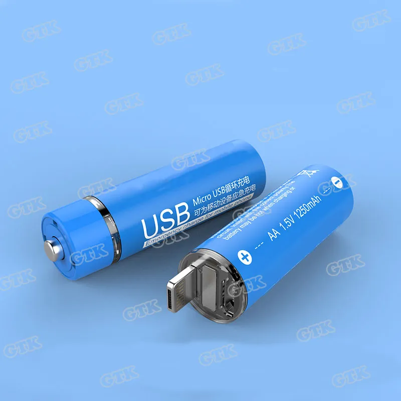 Neue tragbare USB-Zelle 1250 mAh 1,5 V AA wiederaufladbarer Li-Polymer-Akku mit LED-Anzeige für die tragbare Stromversorgung von Mobiltelefonen
