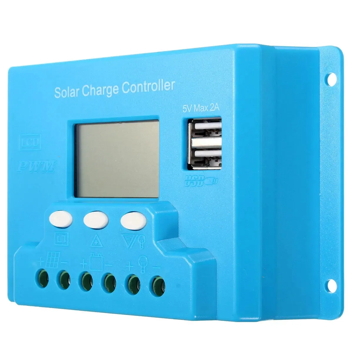 Contrôleur de Charge de panneau solaire PWM LCD 10A 20A 30A, régulateur de batterie 12V/24V avec double USB