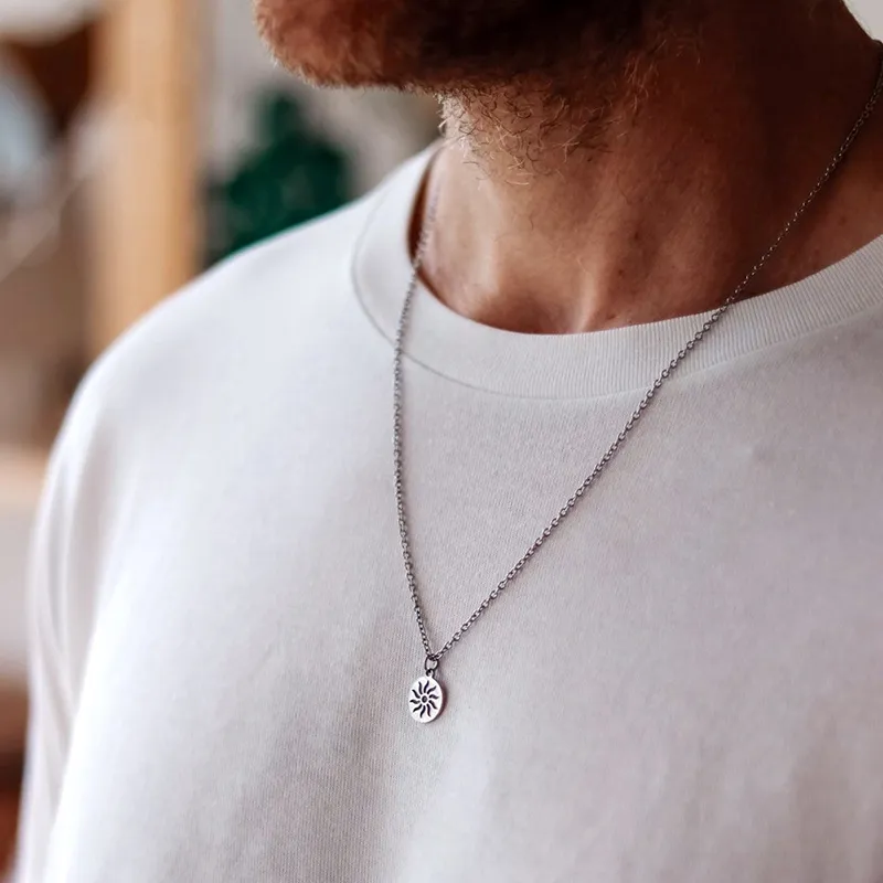 Stainless Steel Pendant Necklace for Men Indie Grunge Long Chain Kpop Aesthetic Jewelry