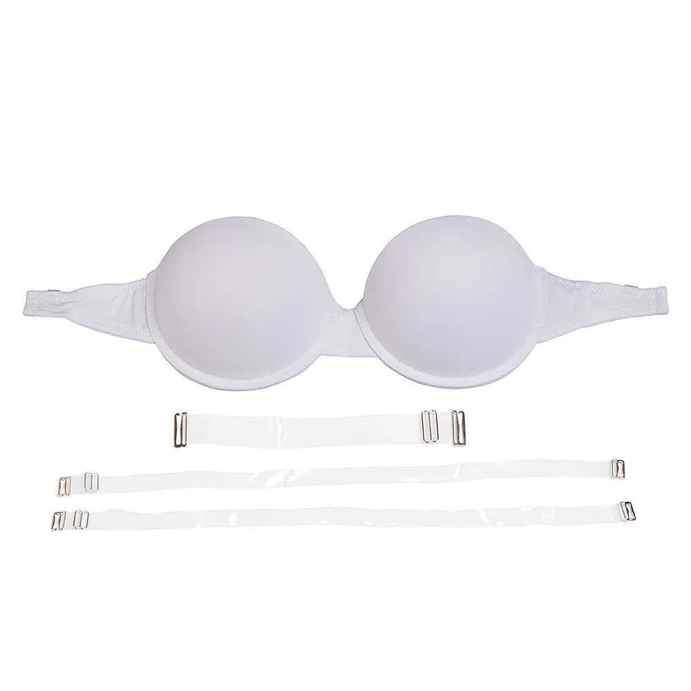 YBCG Push Up Bra Strapless Transparent Straps Underwear Adjusted  Convertible Strap Solid Gather Lingerie A B C D Cup 210623 From Dou01,  $7.49