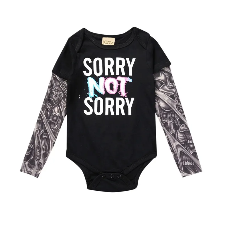 Baby boys romper mode spädbarn långärmad tatuering print sten barn pojke baby kläder rompers outfit set sova slitage cool kostym 20220223 Q2