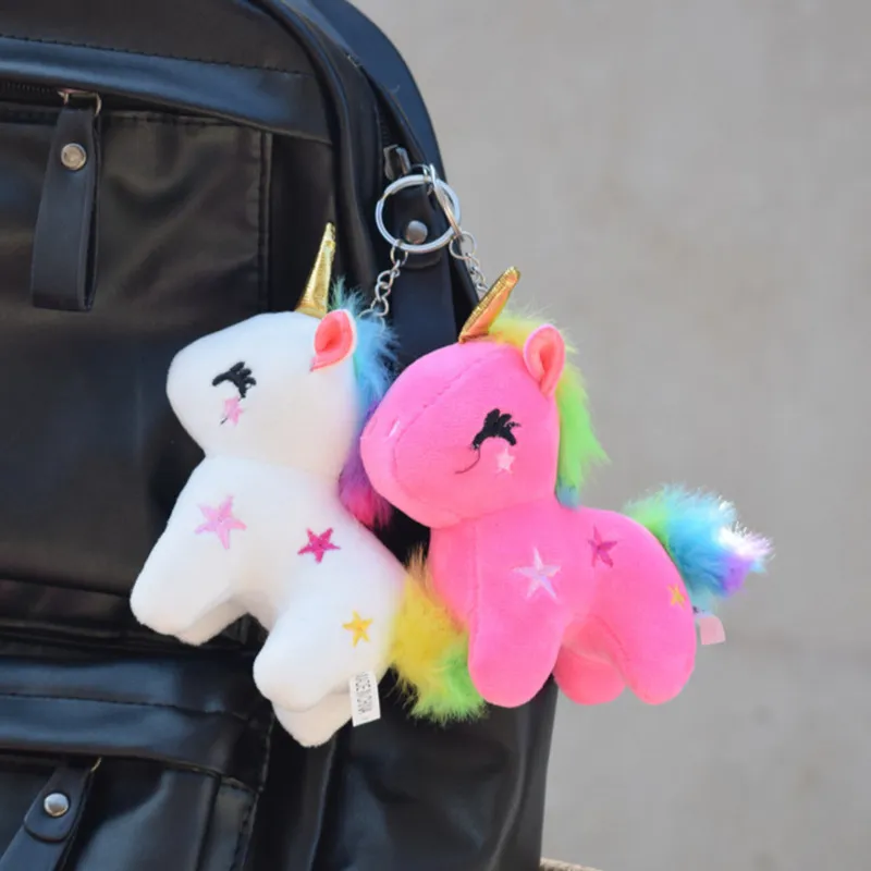 Keychains Rainbow Unicorn Dolls Plush Toy Small Pendant Mini Doll Schoolbag Keychain Finger