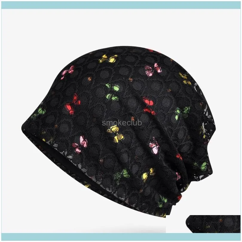 Beanies Lace Baotou Pregnant Women Hat Spring And Summer Ladies Breathable Butterfly Print Casual Fashion Korean Version Hood
