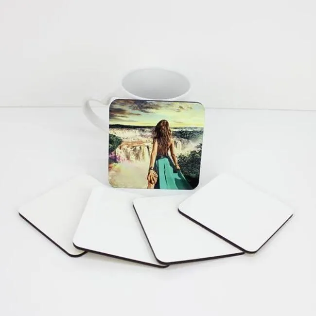 9*9 cm Sublimation dessous de verre en bois tapis de Table vierges avec liège MDF isolation thermique transfert thermique tampons de tasse bricolage