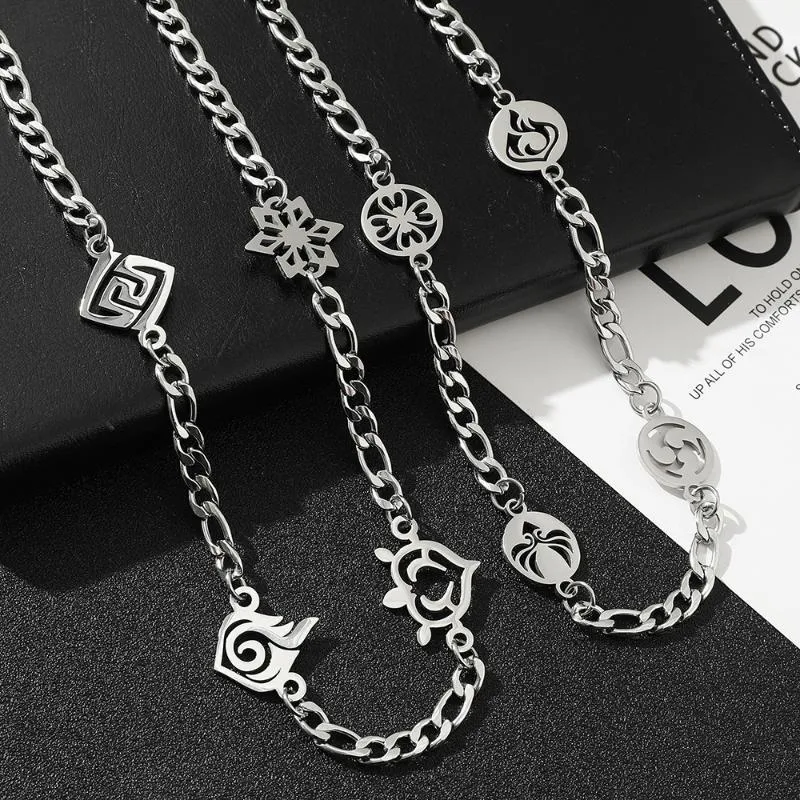 Collane con ciondolo The Eye Of God Four Elements Titanium Steel Hollow Trend Game Collana Cosplay Genshin Impact