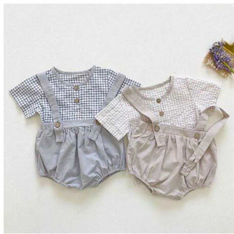 Kids Boy Girl Suit Clothes Summer Infant Baby Boys Girls Grid Short