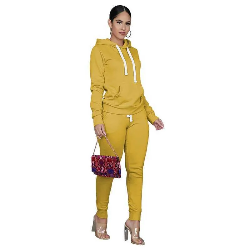 Tuta da donna Set Felpe con cappuccio Felpa e pantaloni sportivi Set Tuta a due pezzi Tute invernali Donna Set coordinati Pant Set Y0625