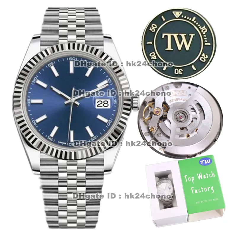 TW Factory Luxury Watches 41mm Datejust 904L Stainless Steel Cal.3235 Automatic Mens Watch 126334 0002 Sapphire Crystal Blue Dial SS Bracelet Gents
