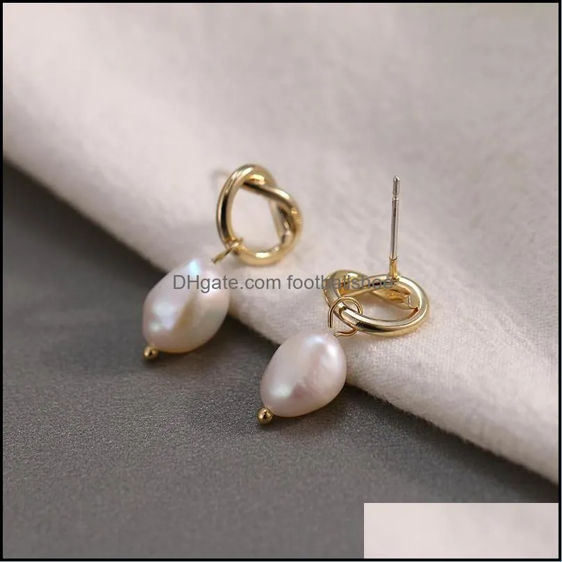 Yhpup Fashion Korean Simple Design Natural Pearls Dangle Earrings S925 Elegant Romantic Jewelry For Girl Party Wedding Gift &