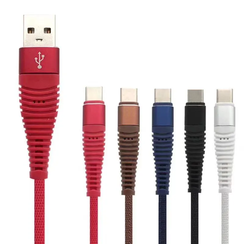 Premium Nylon ﾠ intrecciata intrecciata cavi telefonici USB Linea di dati 1M 2m 3m Tipo C 2A Adattatore Micro V8 Caricatore di carica rapido per Android Huawei Samsung Lg ﾠ Xiaomi