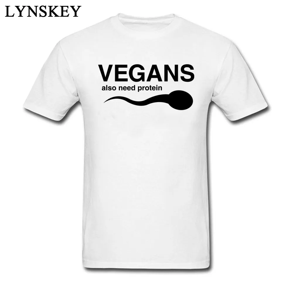 Design T Shirts Company Round Neck Vegans Also Need Protein 100% Cotton Adult Tops Shirt Design Short Sleeve Tee-Shirts Vegans Also Need Protein white