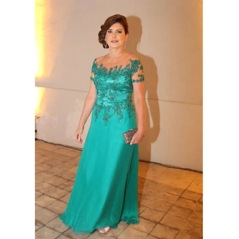 Elegant Lace Cap Sleeves Long Mother Of The Bride Dress