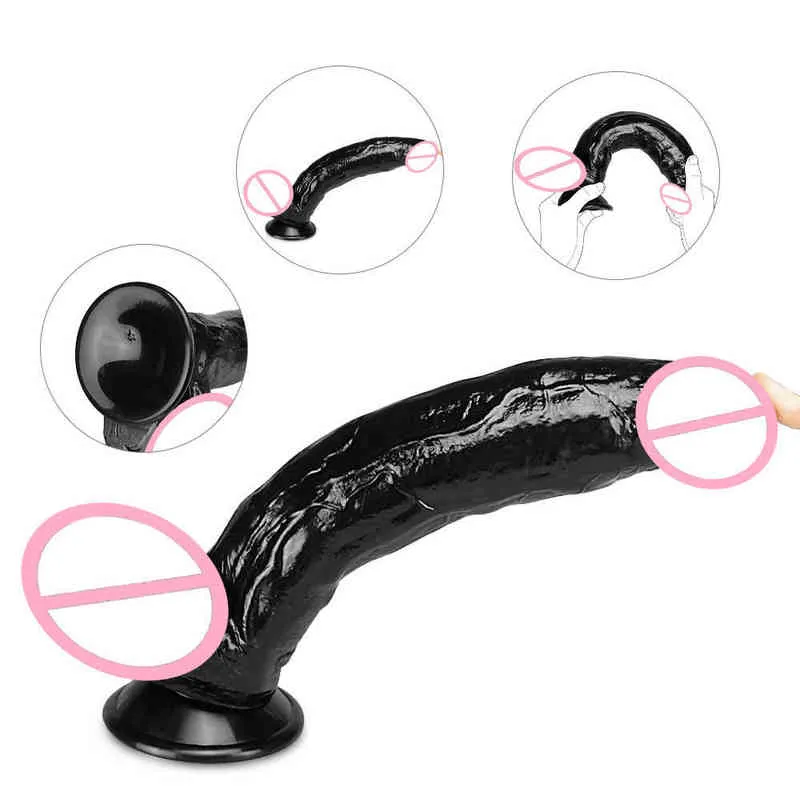 NXY Dildos Dongs Consolador Enorme Negro Con Ventosa para Hombre Y Mujer Pene Falso Tapón Anal Butt Masturbador Femenino Penes Realistas Juguetes 0108 \ t