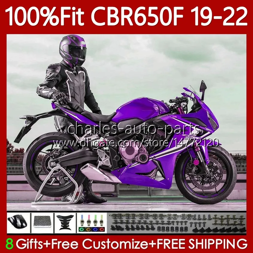 Carénages d'injection pour HONDA CBR-650F CBR 650 CC CBR650 F 2019 2020 2021 2022 Corps 110No.83 CBR-650 650CC CBR 650F Violet nouveau 2019-2022 CBR650F 19 20 21 22 Carrosserie OEM