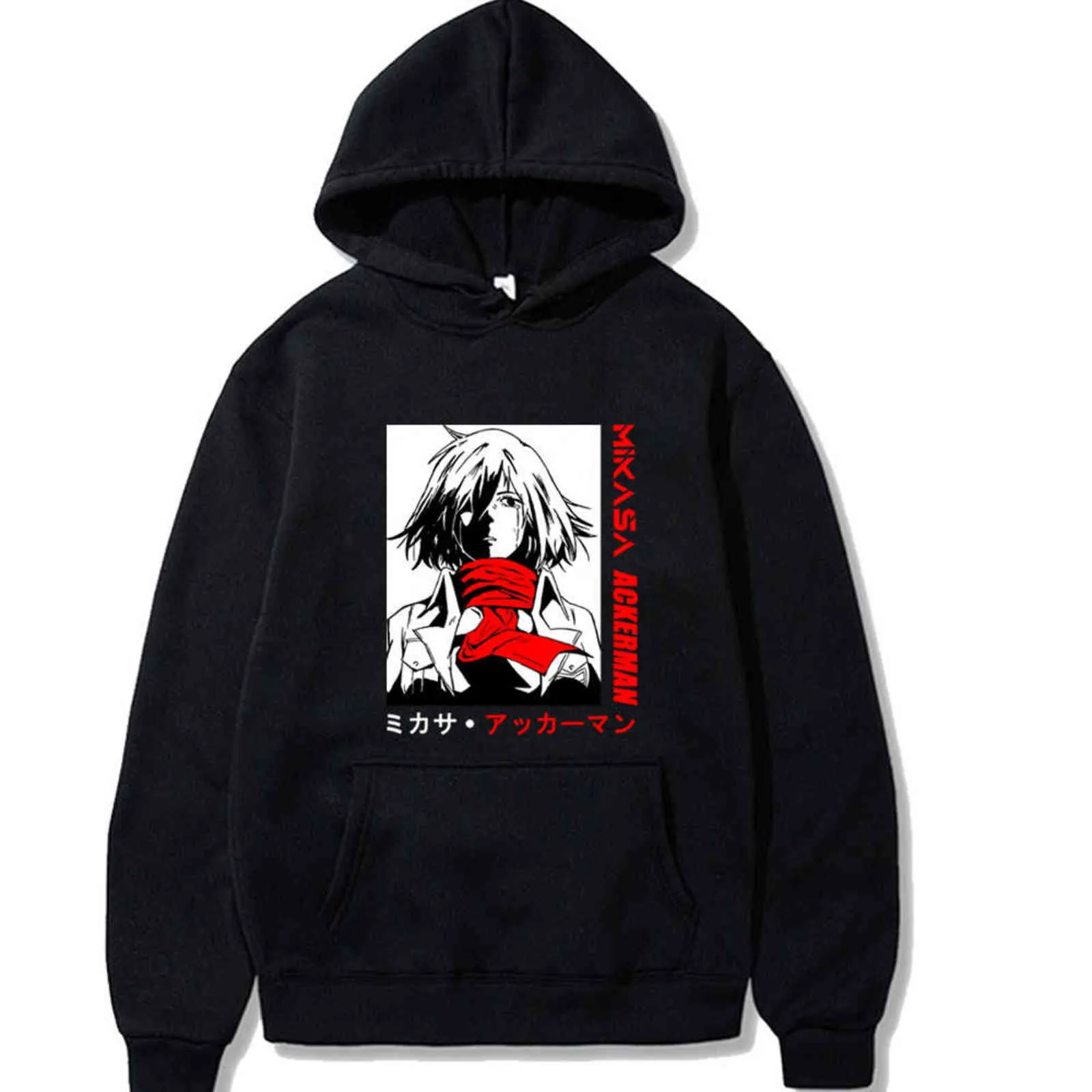 Anime attack på Titan Sad Mikasa Ackerman Hoodie Spring and Autumn Toppar Lösa Casual Långärmad Hoodies Y211118