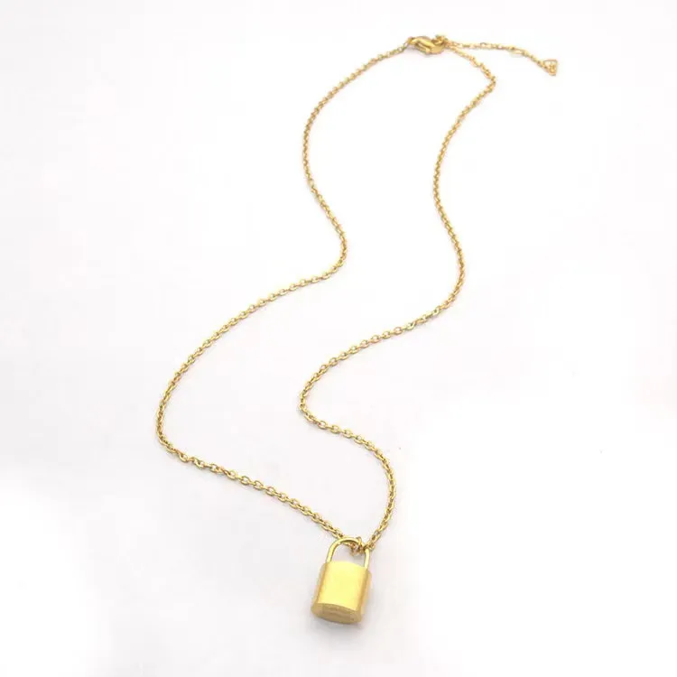 Hangers gouden slot Ketting mode verzilverd brief eenvoudig hart Titanium Valentijnsdag liefhebbers ketting sieraden bruiloft w309s