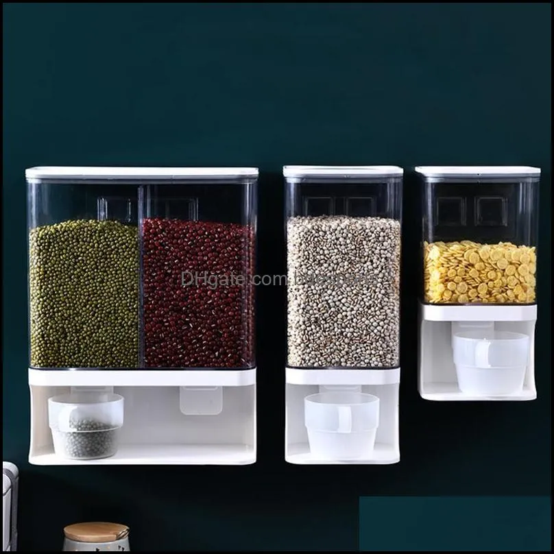 Storage Bottles & Jars Rice Grain Dry Food Dispenser Organizer Spice Rack Countertop Wall Mounted