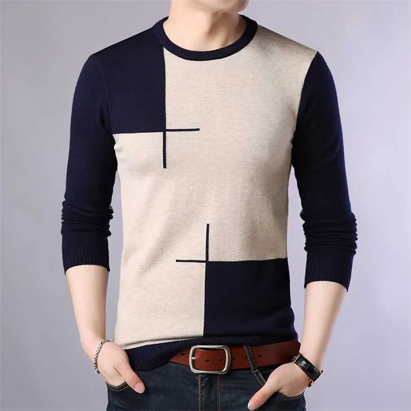 Automne Casual Hommes Pull O-cou Slim Fit Tricots Hommes Chandails Pulls Pull Hommes Pull Homme M-3XL 211018