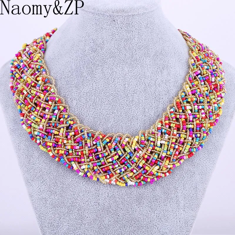 Naomyzp Boho Bohemian halsband för kvinnor maxi uttalande chunky färgglada choker halsband modetillbehör smycken chokers