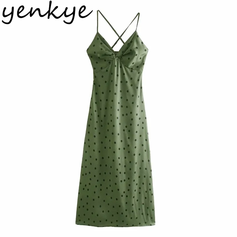 Vintage Polka Dot Sling Sexy Dress Women V Neck Sleeveless High Waist A-line Long Female Summer Party Vestido 210514