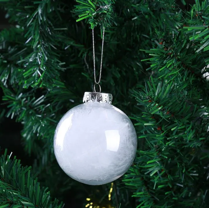 8 cm décoration d'arbre de noël boules transparentes boule creuse avec couverture noël Restaurant Bar petit pendentif Festival événement fournitures