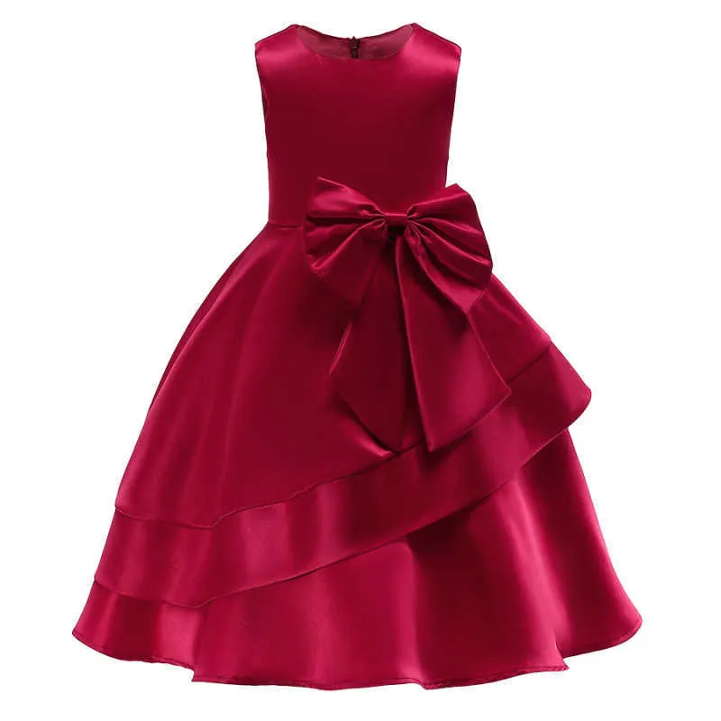 Europa e Estados Unidos New Girls Dress Children's Roupas Crianças Elegante Princesa Dress Baby Big Bow Dress Q0716