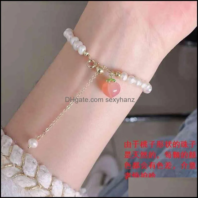 Bracelets bracelet peach Human female 2021 South Danshui pearl design by niche design forest