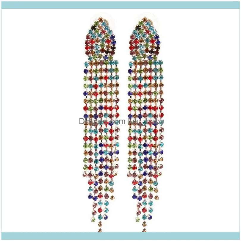 Dangle & Chandelier Fashion Luxurious Crystal Earrings Drill Rhinestone Long Drop For Woman Girl Gifts Wedding Jewelry Wholesale