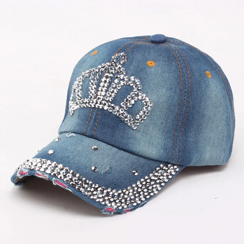 Save Big on Bulk Denim Cap With Rhinestones Rhinestone Baseball Cap For  Women Distressed Denim Hat With Bejeweled Details Best Deals on DHgate