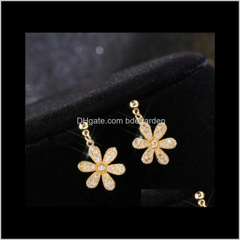 Stud Jewelry Earrings For Women Flower Simple Gold Color Gracef Wholesale Fashion Of Drop Delivery 2021 Ysqew