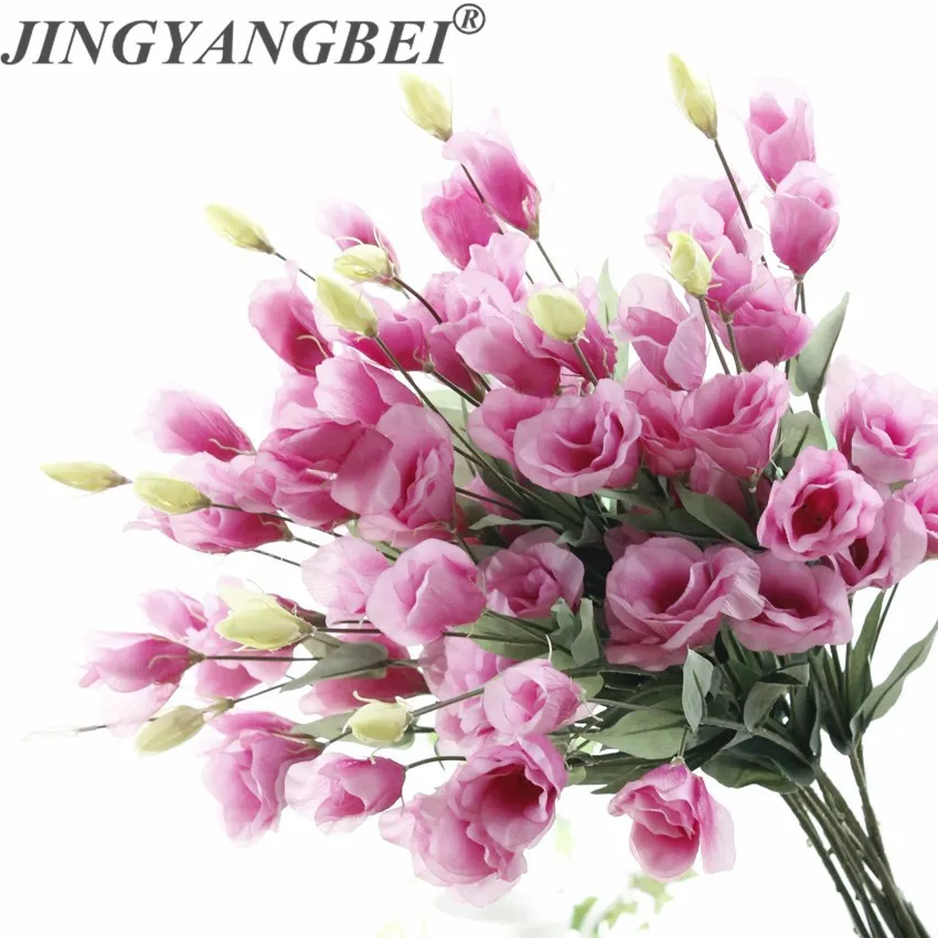 7 Heads Eustoma Lisianthus Silk Artificial Flowers Wedding Bouquet Home Decoration Fake Flower